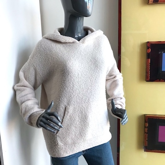 VINCE Textured Wool-Blend Hoodie Pullover Sweater in Ivory NWOT/sz S - Picture 3 of 12